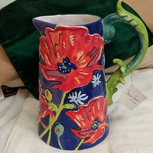 RARE collectible Pitcher Simon Bull Red Poppies